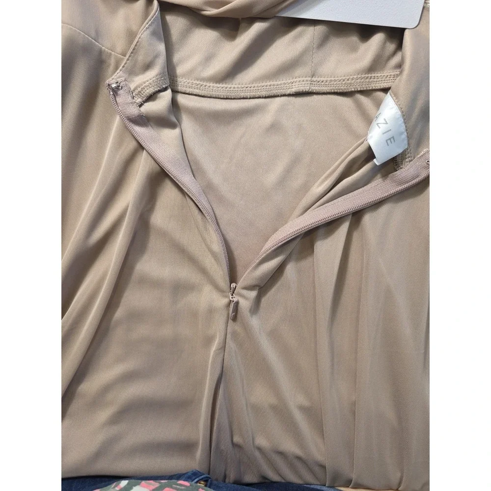 Azazie Indie Taupe Maxi Dress A6 Bridesmaid Formal Flutter Sleeve - Picture 13 of 14